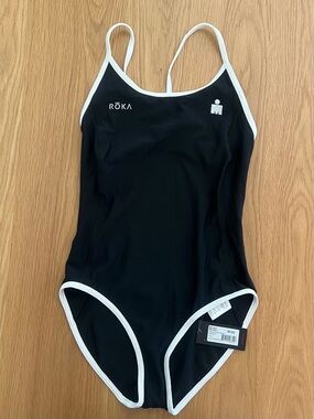 Roka Women's Black One-Piece Swimsuit with White Trim Ironman